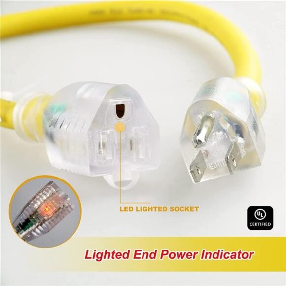 Outdoor 12/3 Extension Cord 12AWG 50FT 15Amp 1875Watts, TPE Rubber SJEOW - Picture 3 of 6